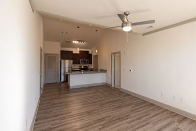 LeConte Lodge - open concept living room & kitchen